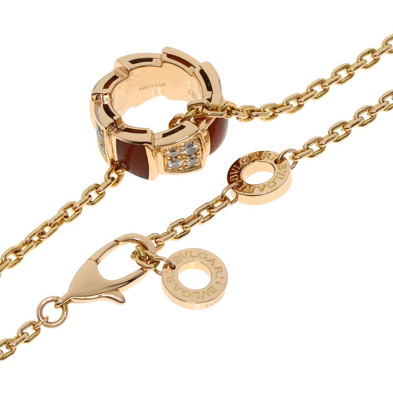 Bvlgari Bulgari Serpenti Carnelian Diamond Necklace 18K Pink Gold Ladies