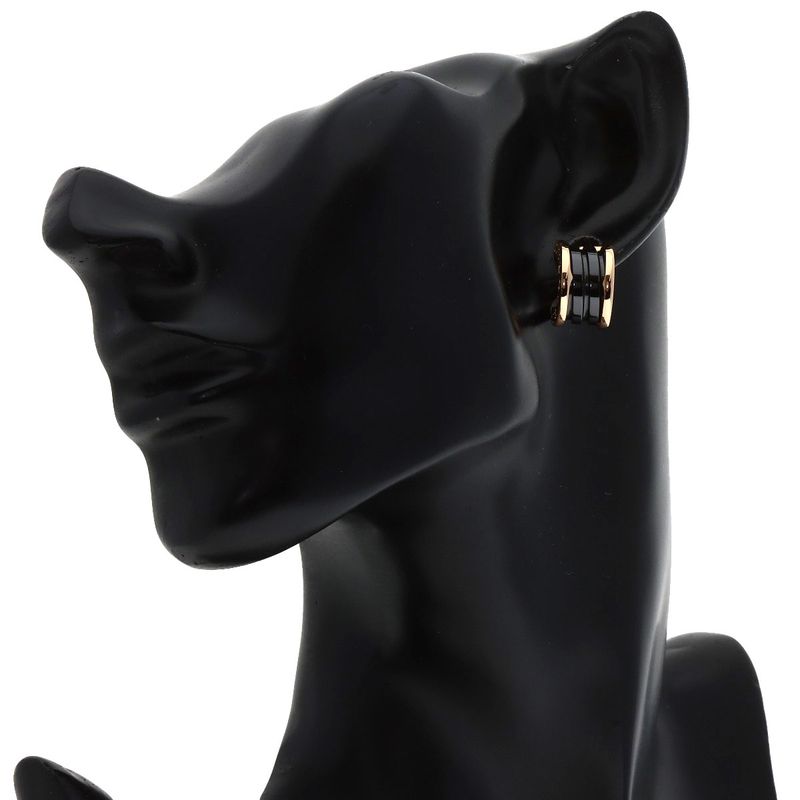 Bvlgari B-zero1 Black Ceramic Earrings 18K Pink Gold Ceramic Ladies