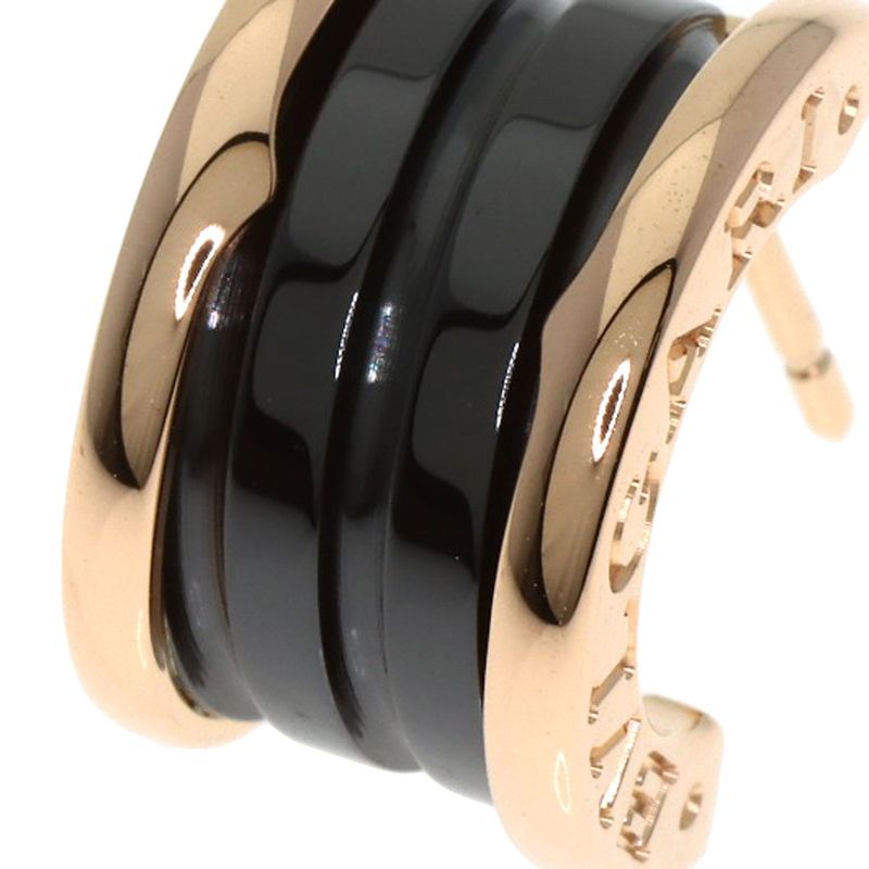 Bvlgari B-zero1 Black Ceramic Earrings 18K Pink Gold Ceramic Ladies