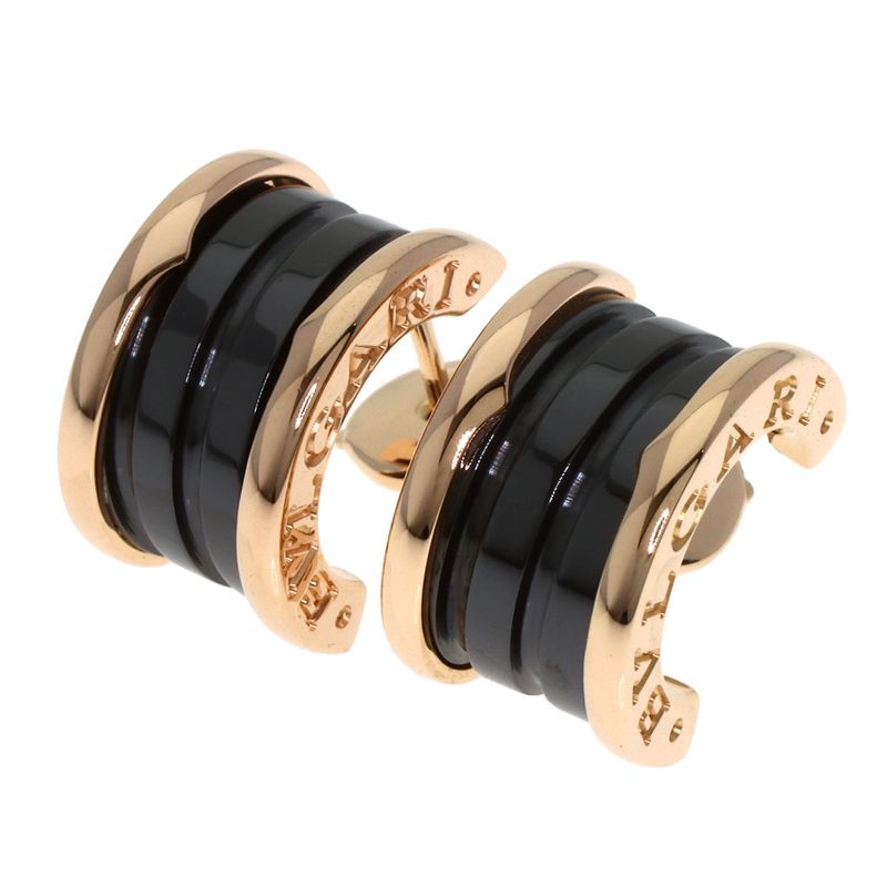Bvlgari B-zero1 Black Ceramic Earrings 18K Pink Gold Ceramic Ladies