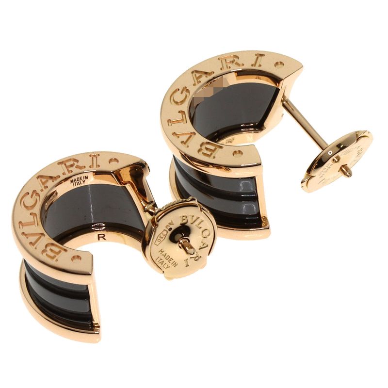 Bvlgari B-zero1 Black Ceramic Earrings 18K Pink Gold Ceramic Ladies