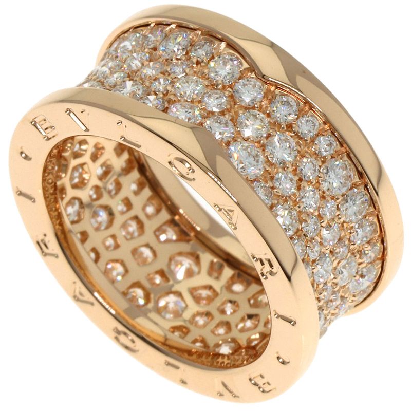 Bvlgari B-zero1 Full Pave Diamond #54 Ring / Rings 18K Pink Gold Ladies