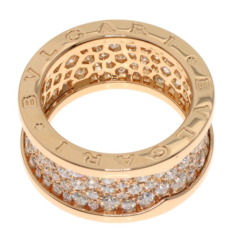 Bvlgari B-zero1 Full Pave Diamond #54 Ring / Rings 18K Pink Gold Ladies