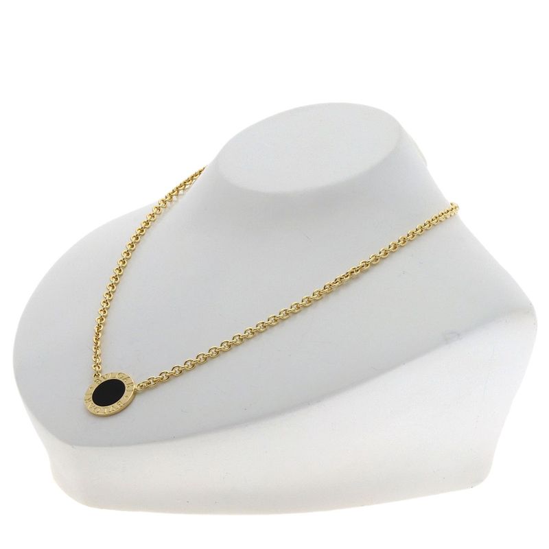 Bvlgari Bulgari Livgari Onyx Necklace 18K Yellow Gold Ladies