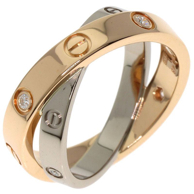 Cartier Be Love 6P Diamond #48 Ring 18K Pink Gold 18K White Gold Ladies