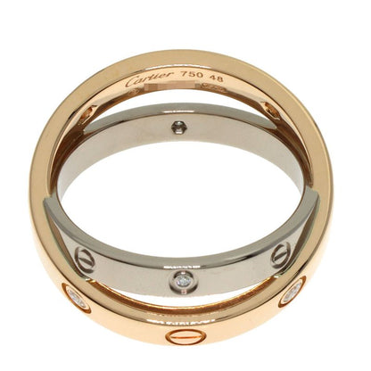 Cartier Be Love 6P Diamond #48 Ring 18K Pink Gold 18K White Gold Ladies