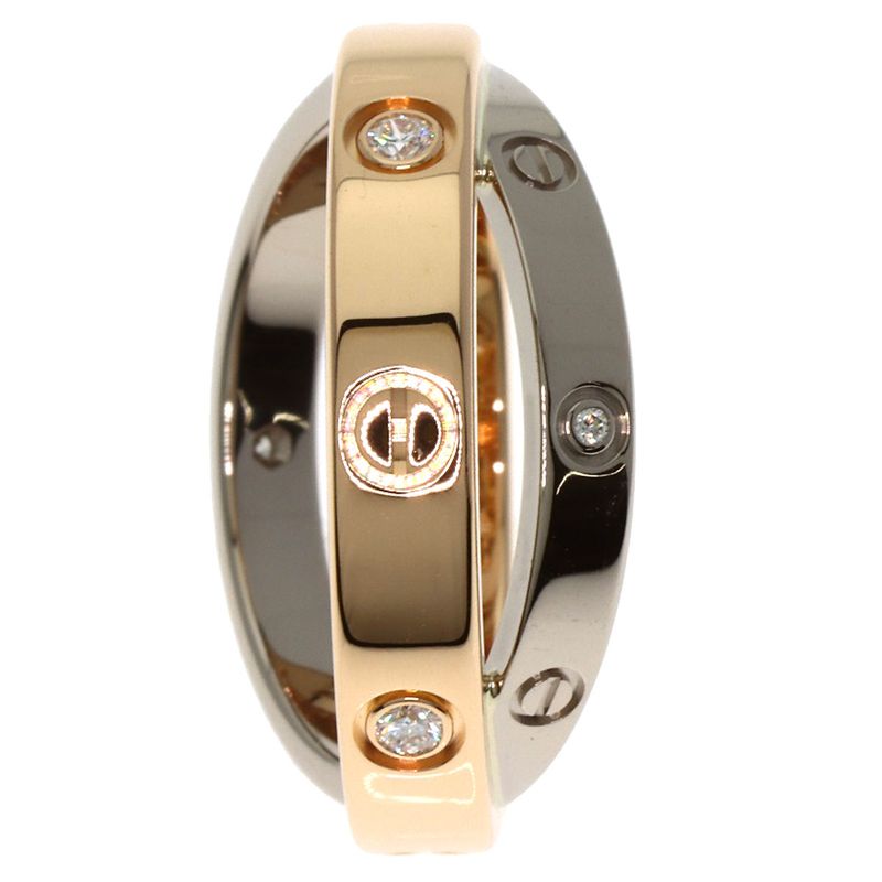 Cartier Be Love 6P Diamond #48 Ring 18K Pink Gold 18K White Gold Ladies