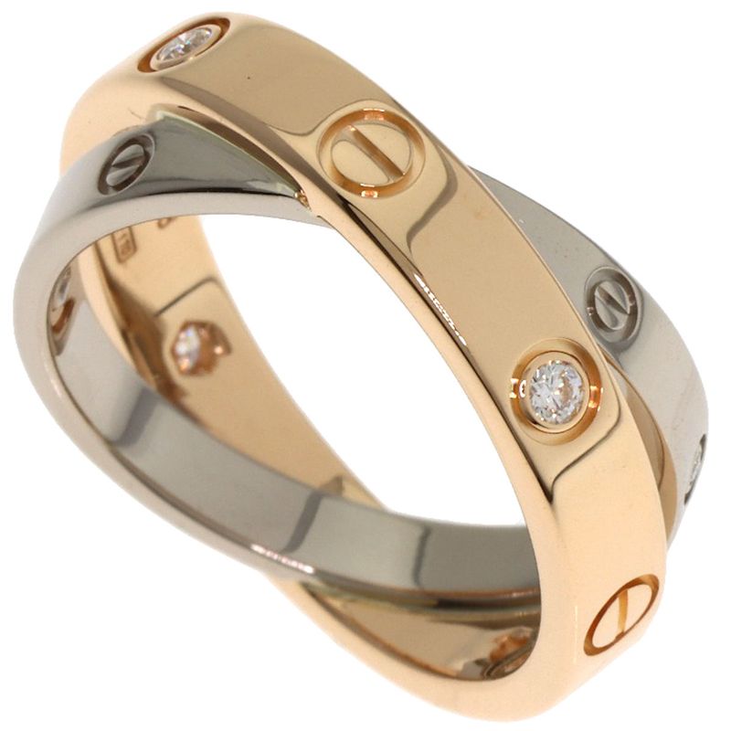 Cartier Be Love 6P Diamond #48 Ring 18K Pink Gold 18K White Gold Ladies