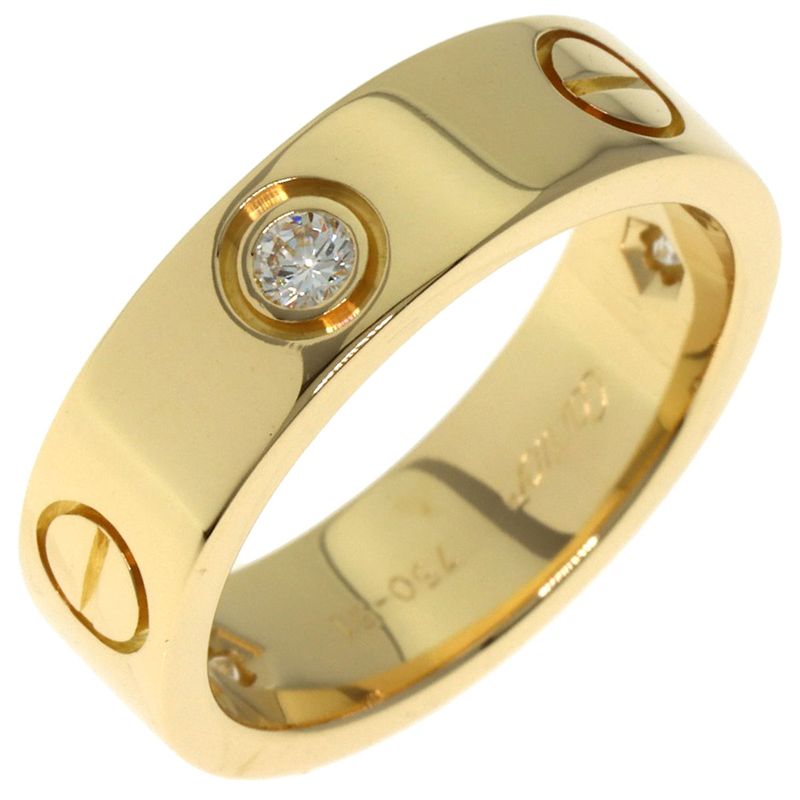Cartier Love Ring Half Diamond #51 Ring - 18K Yellow Gold Ladies