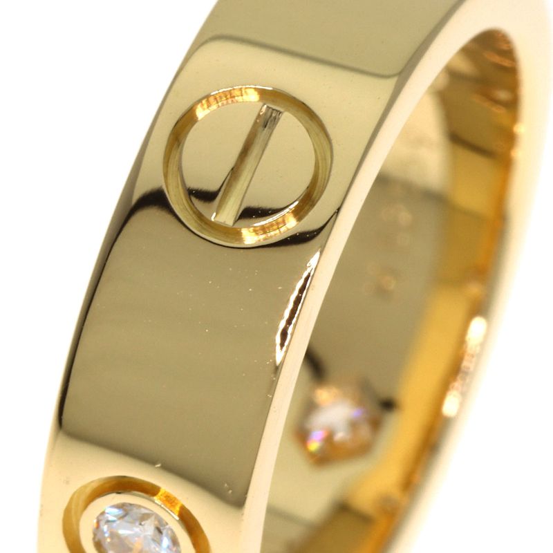 Cartier Love Ring Half Diamond #51 Ring - 18K Yellow Gold Ladies