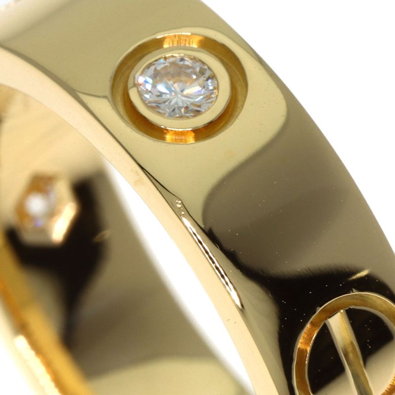 Cartier Love Ring Half Diamond #51 Ring - 18K Yellow Gold Ladies