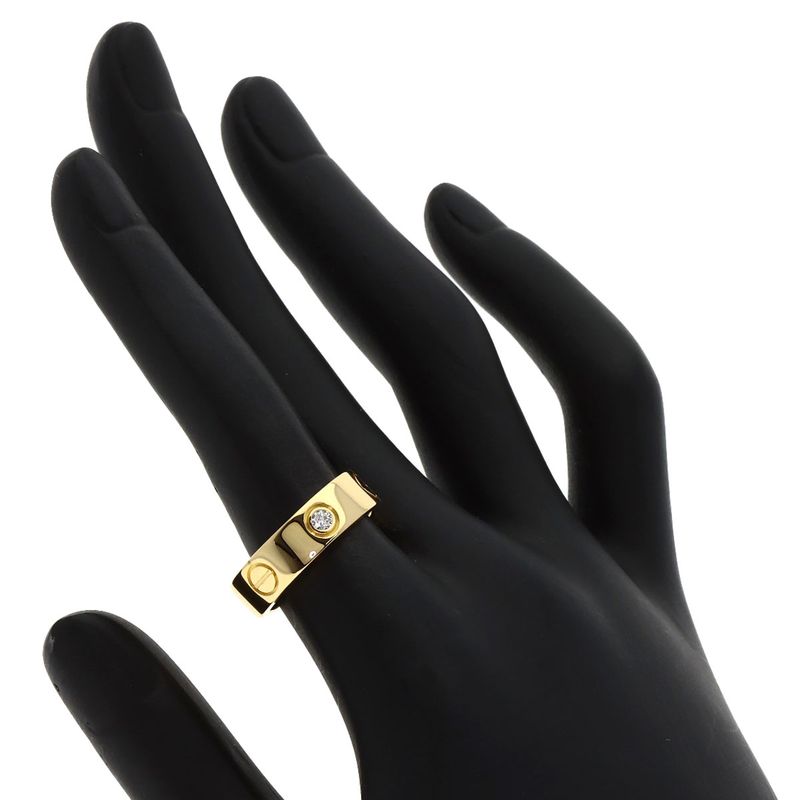 Cartier Love Ring Half Diamond #51 Ring - 18K Yellow Gold Ladies
