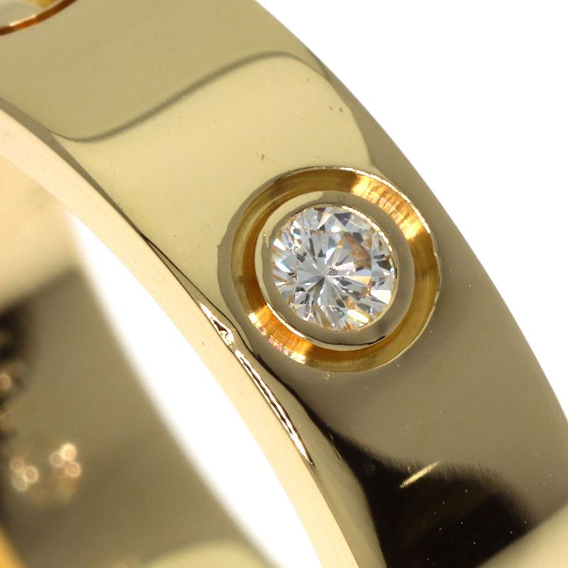Cartier Love Ring Half Diamond #51 Ring - 18K Yellow Gold Ladies