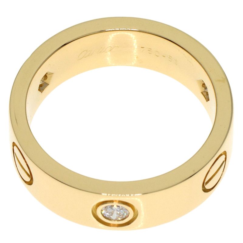 Cartier Love Ring Half Diamond #51 Ring - 18K Yellow Gold Ladies