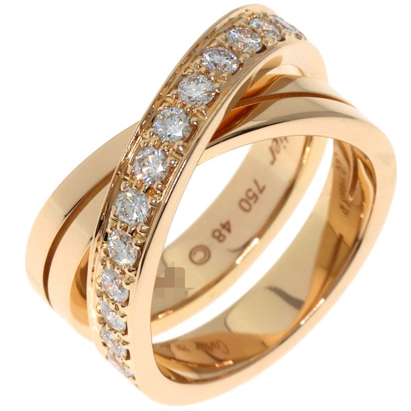 Cartier Etancel De Cartier Diamond #48 Ring 18K Pink Gold Ladies
