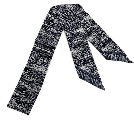 Chanel Scarf - Black Gray And White Ribbon Scarf