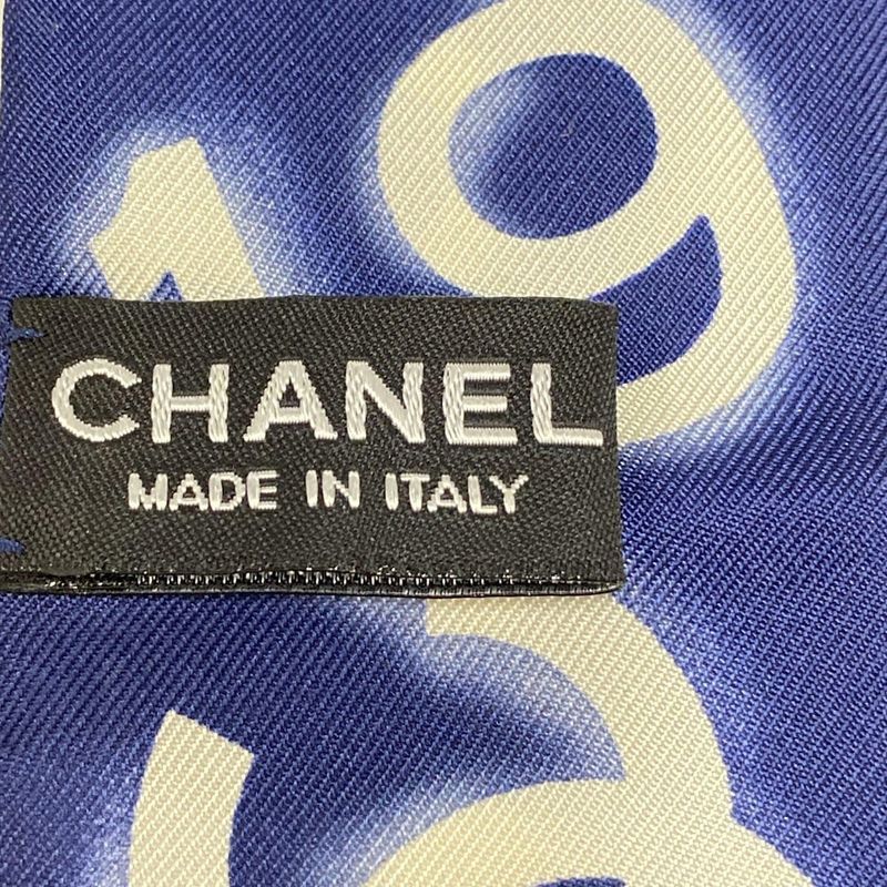 Chanel Scarf - Dark Navy And Ivory Ribbon Scarf / Coco Mark / Heart / Flower