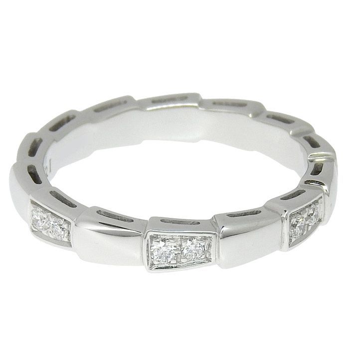 Bvlgari Bulgari Serpenti Viper Diamond Ring 18K White Gold 750 White Gold