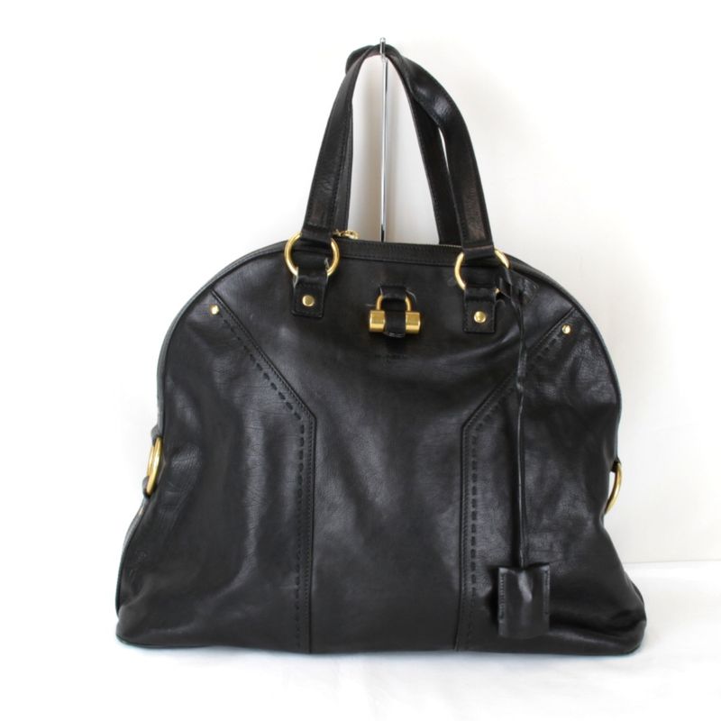 Saint Laurent Gold Hardware Tote Bag Leather Black