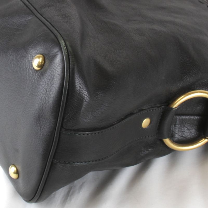 Saint Laurent Gold Hardware Tote Bag Leather Black