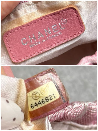 Chanel Draw String Pouch New Travel Line Nylon Pink Draw String Bag Handbag