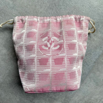 Chanel Draw String Pouch New Travel Line Nylon Pink Draw String Bag Handbag