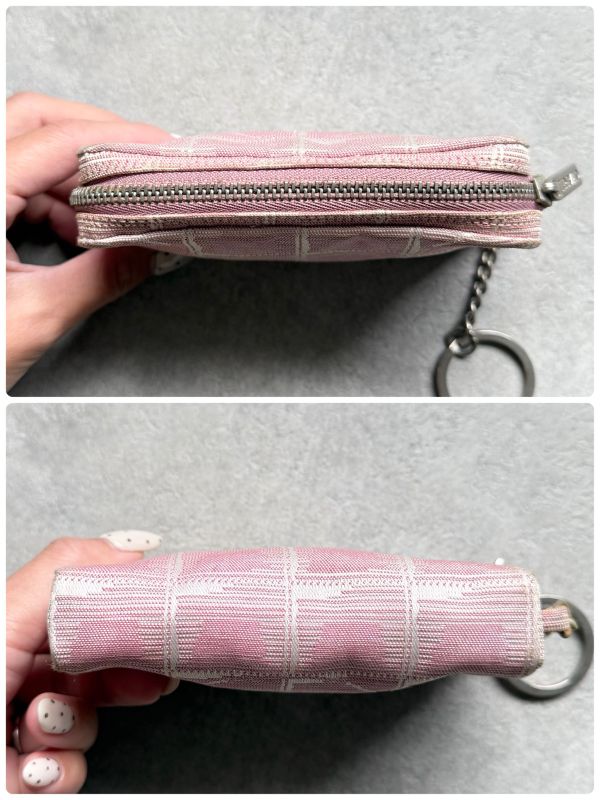 Chanel New Travel Line Coin Case with Key Ring Mini Pouch Canvas Pink Coco