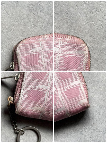 Chanel New Travel Line Coin Case with Key Ring Mini Pouch Canvas Pink Coco