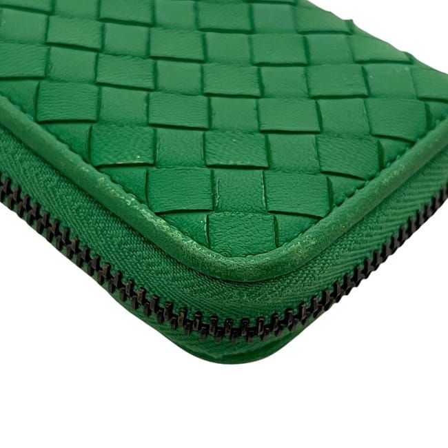 Bottega Veneta Coin Case Green Intrecciato Coin Purse Leather