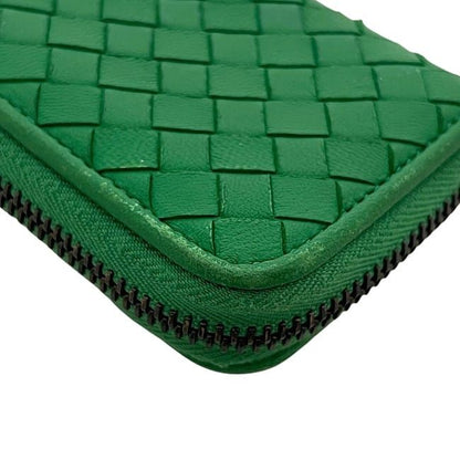 Bottega Veneta Coin Case Green Intrecciato Coin Purse Leather