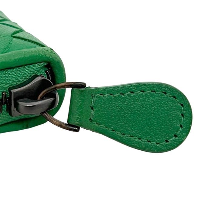 Bottega Veneta Coin Case Green Intrecciato Coin Purse Leather