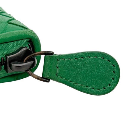Bottega Veneta Coin Case Green Intrecciato Coin Purse Leather