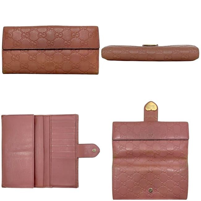 Gucci Bifold Long Wallet Pink Cima 203550 Wallet Leather Preowned