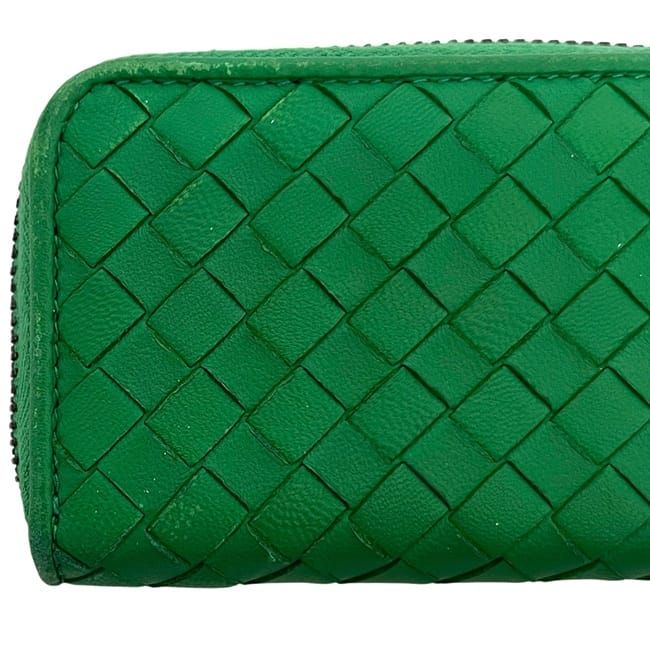 Bottega Veneta Coin Case Green Intrecciato Coin Purse Leather