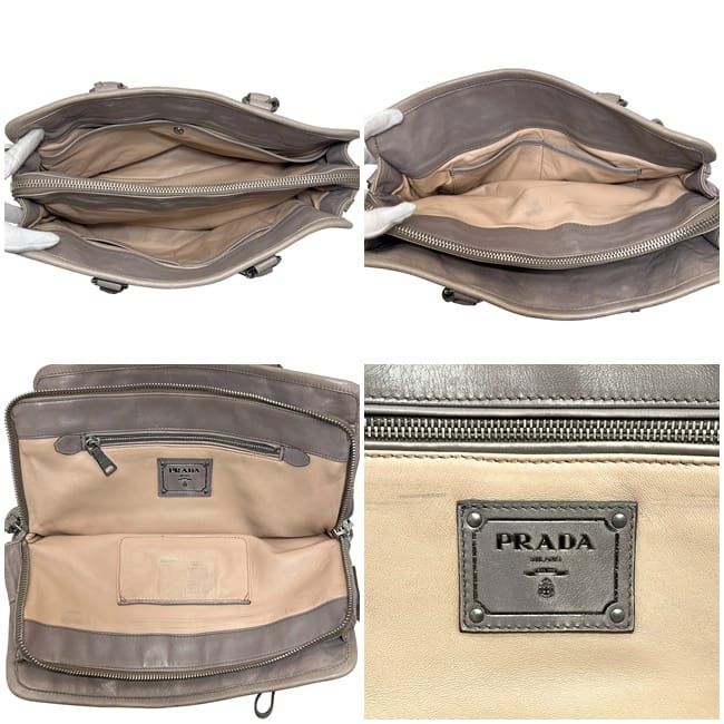 Prada 2 Way Bag Grey Bn2217 Excellent Condition Nappa Leather Preowned