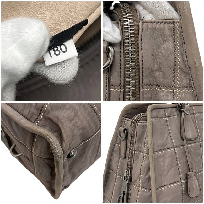 Prada 2 Way Bag Grey Bn2217 Excellent Condition Nappa Leather Preowned