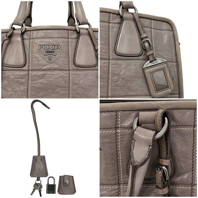 Prada 2 Way Bag Grey Bn2217 Excellent Condition Nappa Leather Preowned