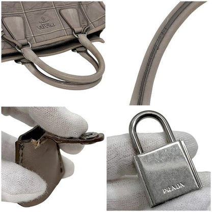 Prada 2 Way Bag Grey Bn2217 Excellent Condition Nappa Leather Preowned