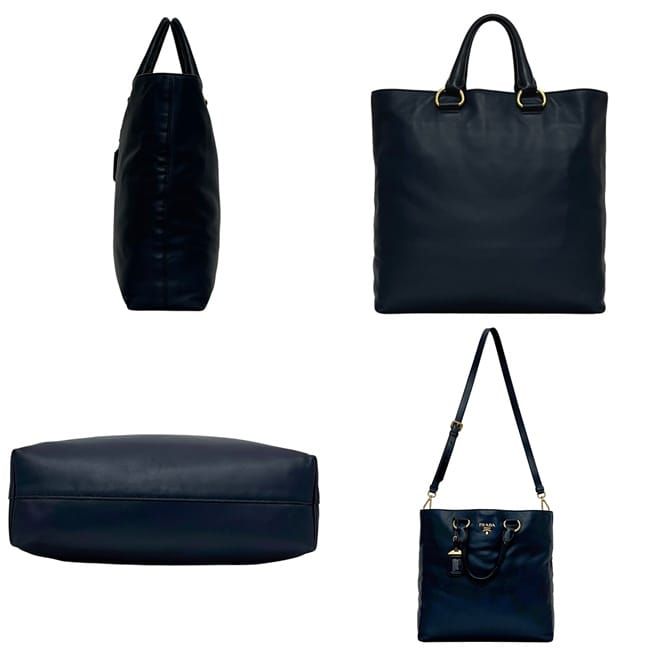 Prada 2way Tote Bag Navy Bn1713 Excellent Condition Preowned Leather