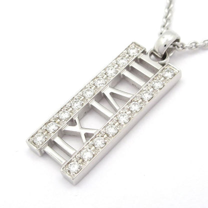 Tiffany & Co Necklace Atlas Open Bar 18K White Gold X Diamonds 18P Diamonds