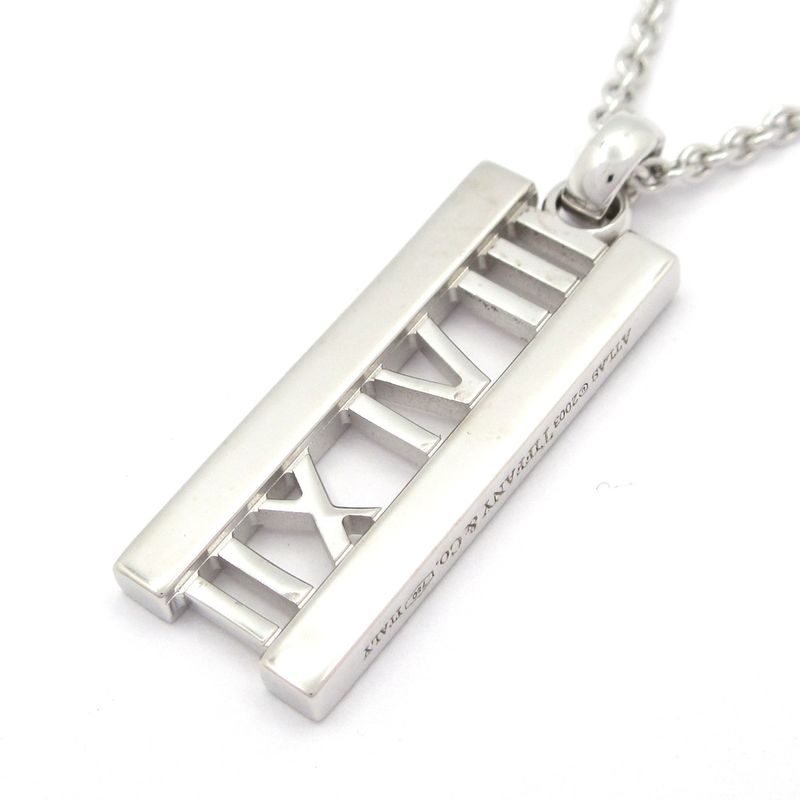 Tiffany & Co Necklace Atlas Open Bar 18K White Gold X Diamonds 18P Diamonds
