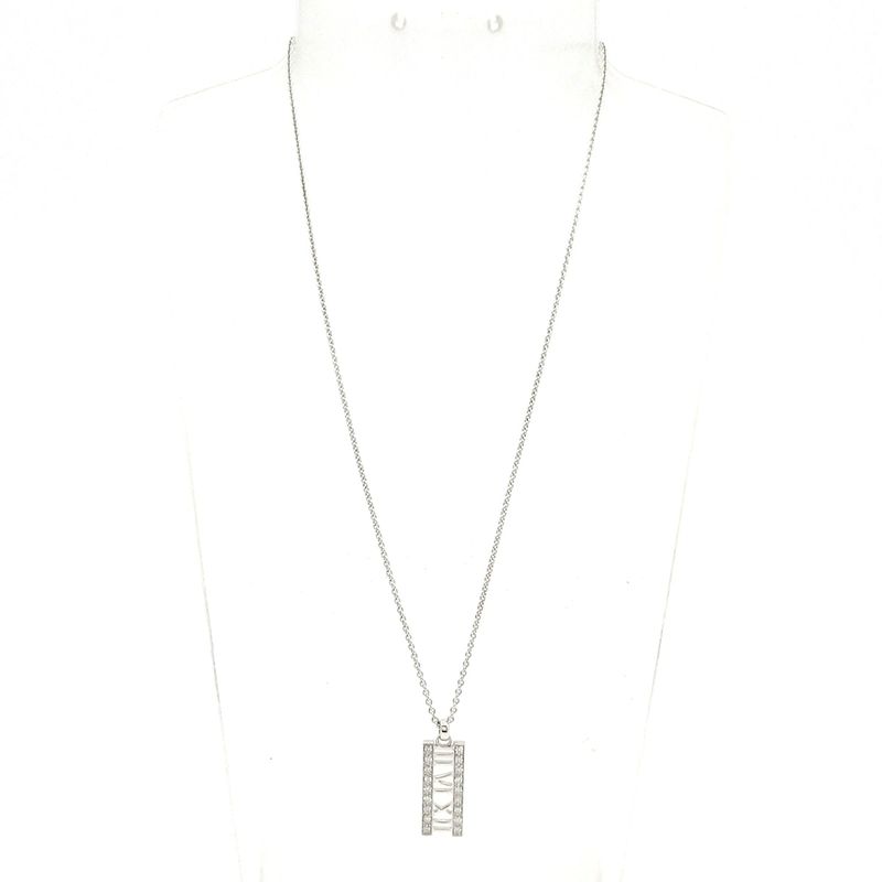 Tiffany & Co Necklace Atlas Open Bar 18K White Gold X Diamonds 18P Diamonds
