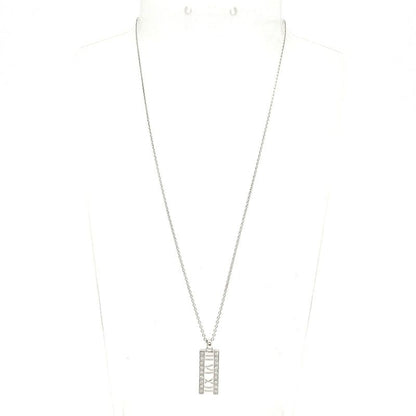 Tiffany & Co Necklace Atlas Open Bar 18K White Gold X Diamonds 18P Diamonds