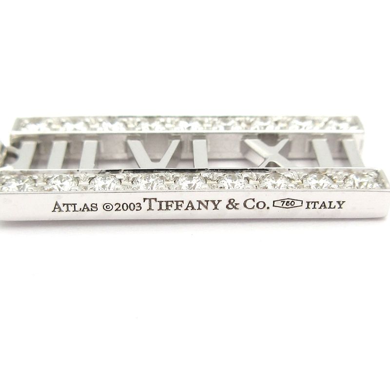Tiffany & Co Necklace Atlas Open Bar 18K White Gold X Diamonds 18P Diamonds