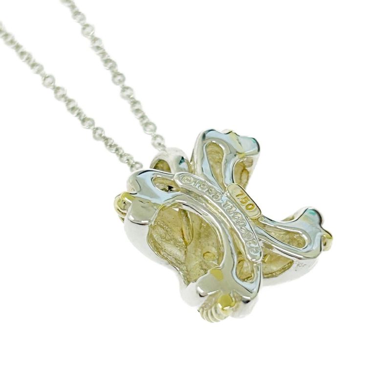 Tiffany & Co Silver Gold Signature Cross Necklace 4.9g 925 750 Engraved 499135