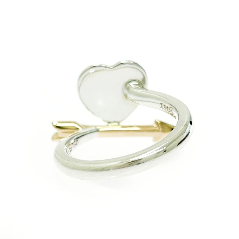 Tiffany & Co Silver Gold Love Struck Heart Tag Ring 3.8g 925 750 Engraved