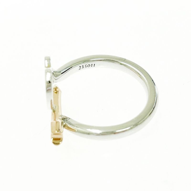 Tiffany & Co Silver Gold Love Struck Heart Tag Ring 3.8g 925 750 Engraved