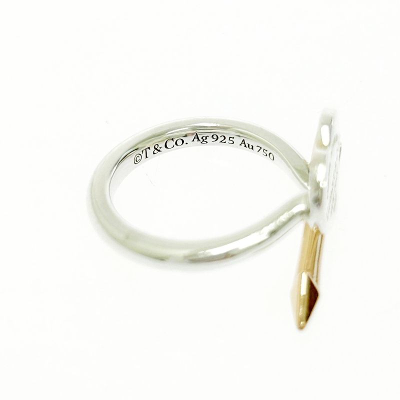 Tiffany & Co Silver Gold Love Struck Heart Tag Ring 3.8g 925 750 Engraved