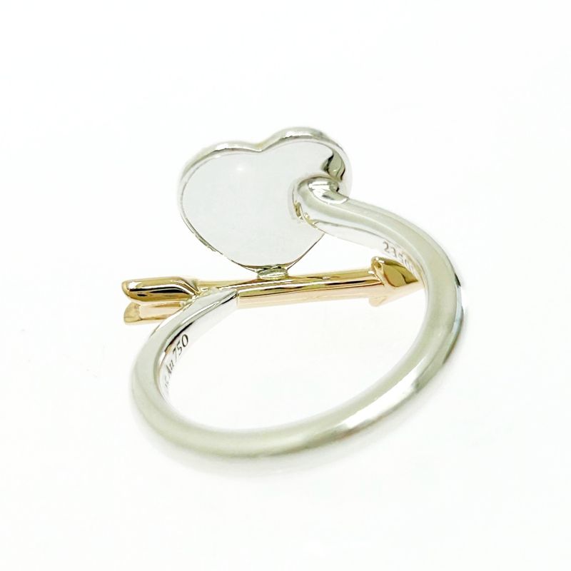 Tiffany & Co Silver Gold Love Struck Heart Tag Ring 3.8g 925 750 Engraved