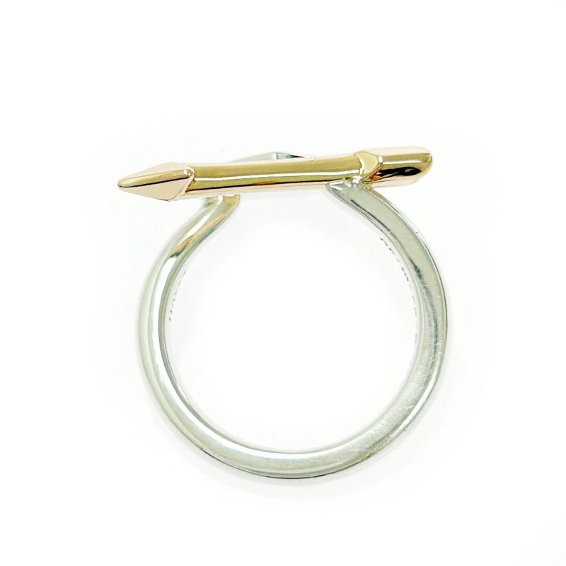 Tiffany & Co Silver Gold Love Struck Heart Tag Ring 3.8g 925 750 Engraved